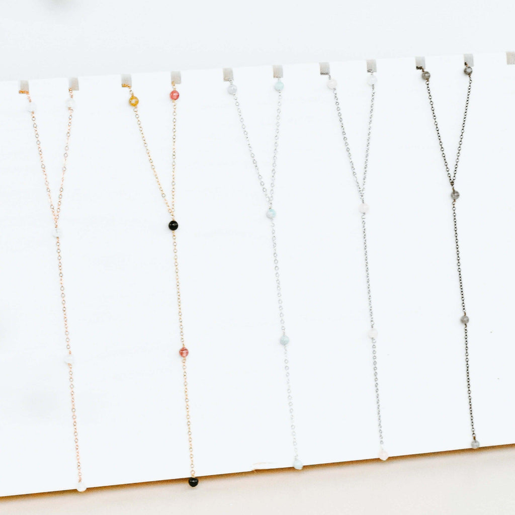 Dainty Y Necklace - Bronze - 14K Gold Fill - Sterling Silver - Stainless Steel - 14K Rose Gold Fill - Luna Tide Handmade Jewellery