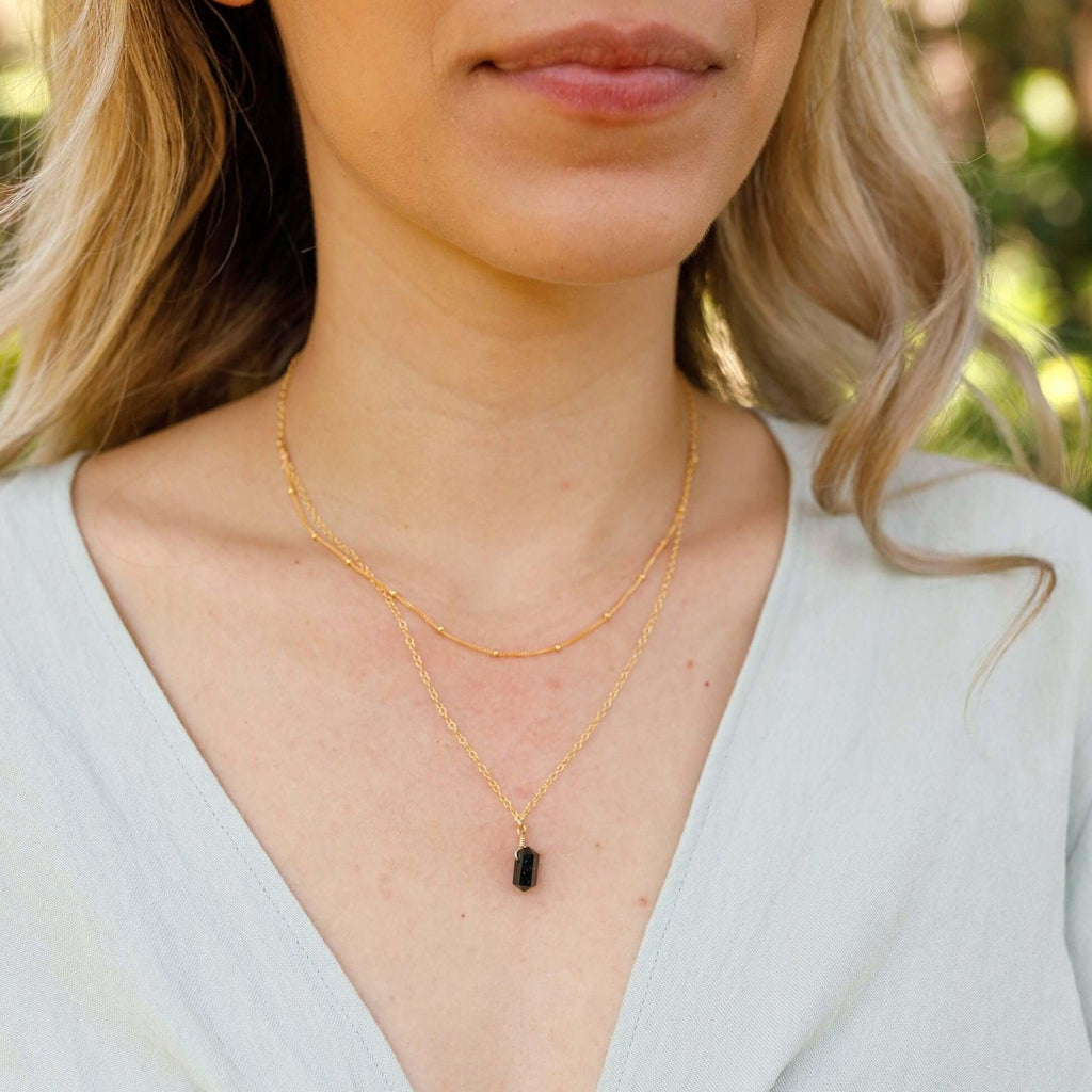 Double Terminated Crystal Layered Choker - 14K Gold Fill - Luna Tide Handmade Jewellery