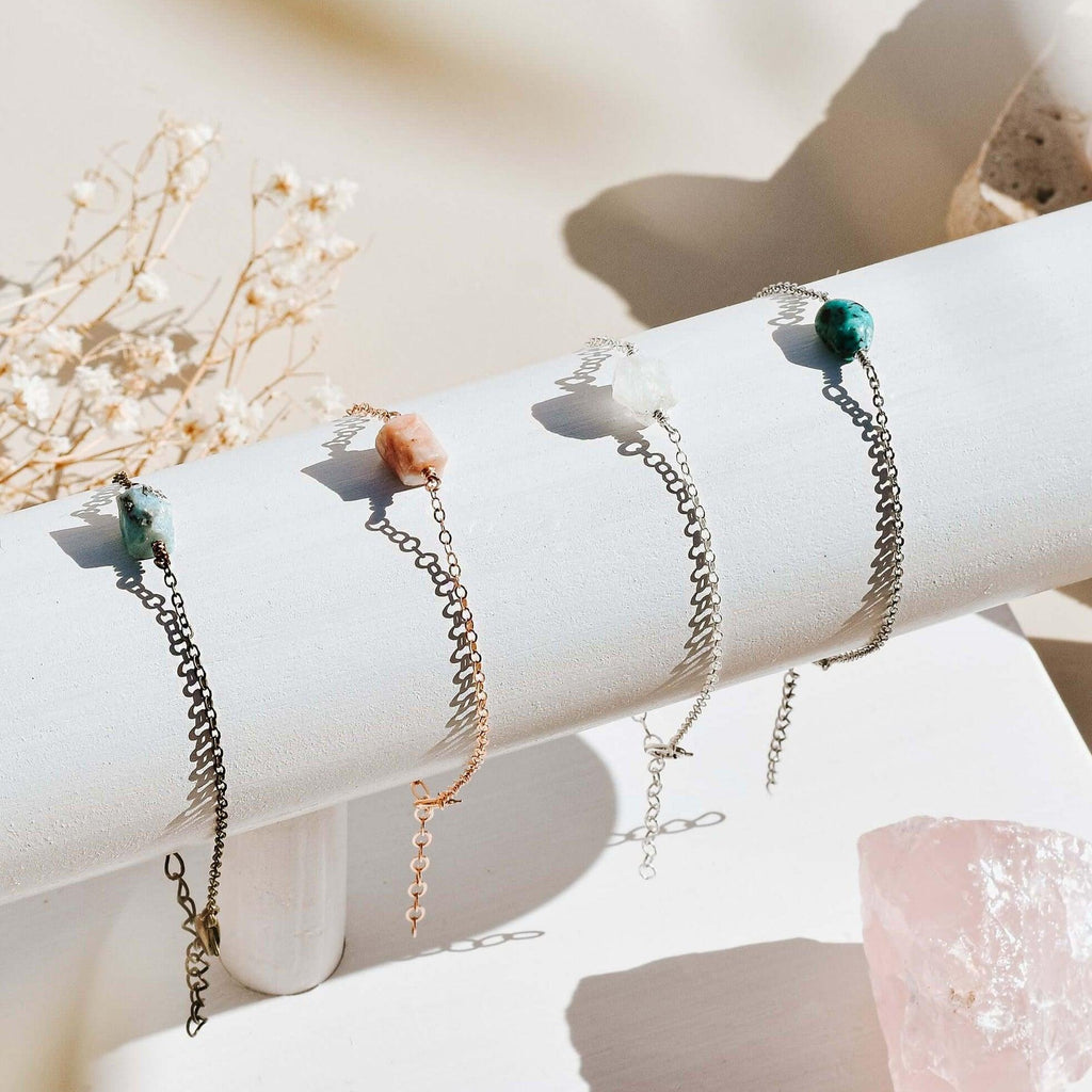 Raw Bracelet - Sterling Silver - Stainless Steel - 14K Rose Gold Fill - Luna Tide Handmade Jewellery