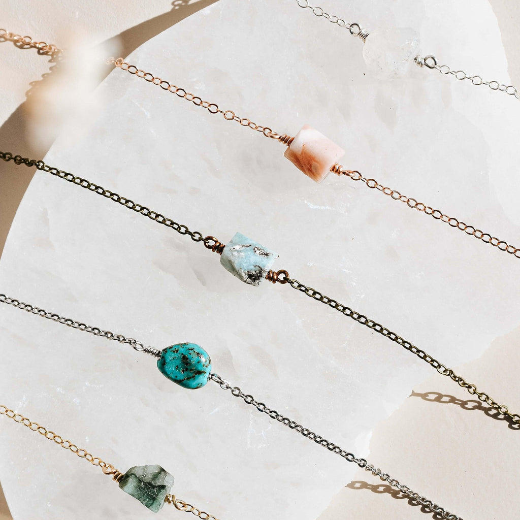 Raw Nugget Necklace - Bronze - 14K Gold Fill - Sterling Silver - Stainless Steel - 14K Rose Gold Fill - Luna Tide Handmade Jewellery