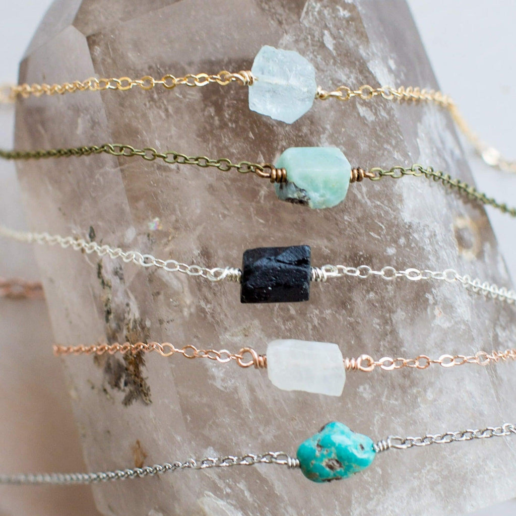 Raw Nugget Necklace - Bronze - 14K Gold Fill - Sterling Silver - Stainless Steel - 14K Rose Gold Fill - Luna Tide Handmade Jewellery