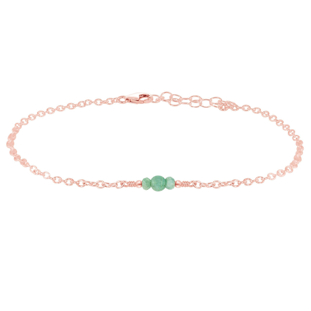Dainty Amazonite Gemstone Anklet - Dainty Amazonite Gemstone Anklet - 14k Rose Gold Fill - Luna Tide Handmade Crystal Jewellery