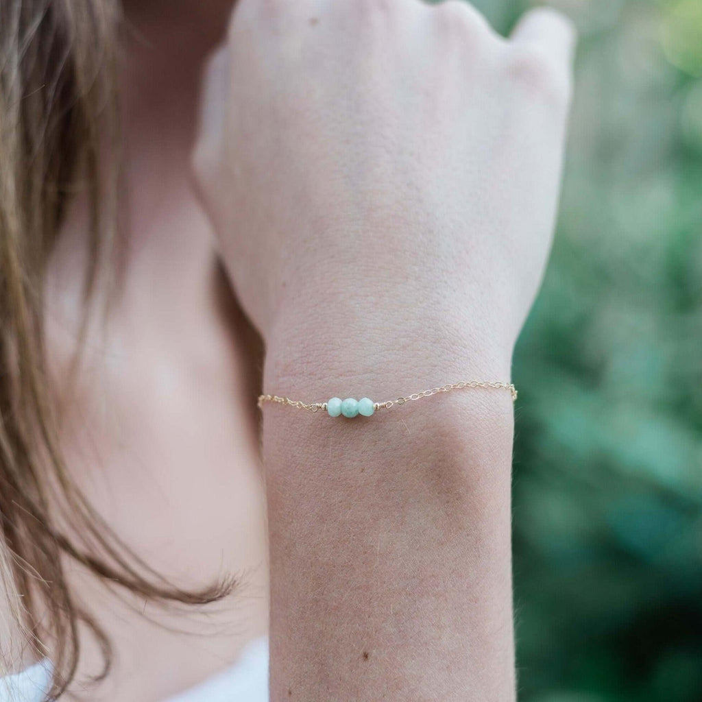 Dainty Amazonite Gemstone Bracelet - Dainty Amazonite Gemstone Bracelet - Sterling Silver - Luna Tide Handmade Crystal Jewellery