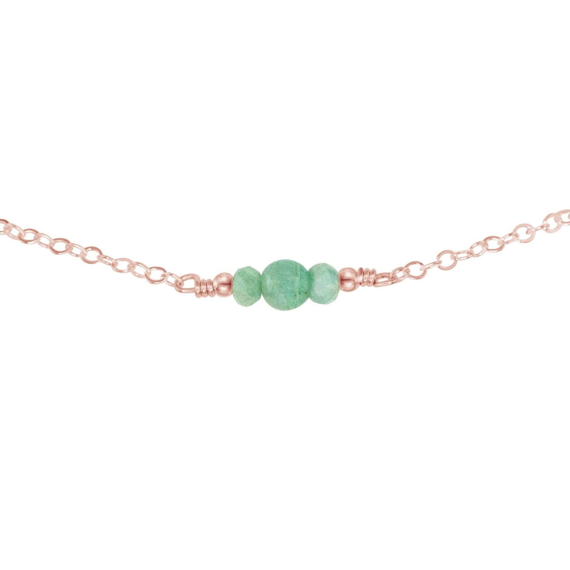 Dainty Amazonite Gemstone Choker Necklace - Dainty Amazonite Gemstone Choker Necklace - 14k Rose Gold Fill - Luna Tide Handmade Crystal Jewellery