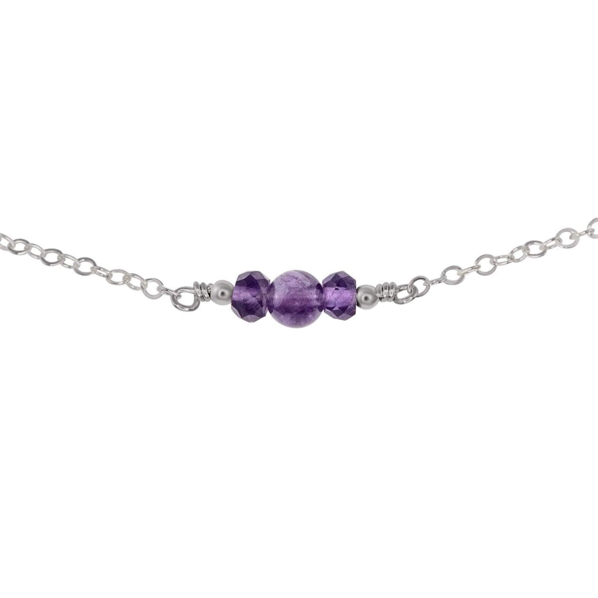 Dainty Amethyst Gemstone Choker Necklace - Dainty Amethyst Gemstone Choker Necklace - Stainless Steel - Luna Tide Handmade Crystal Jewellery