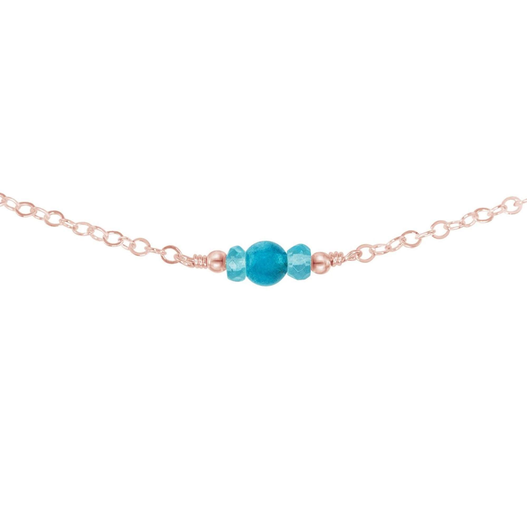 Dainty Apatite Gemstone Choker Necklace - Dainty Apatite Gemstone Choker Necklace - 14k Rose Gold Fill - Luna Tide Handmade Crystal Jewellery