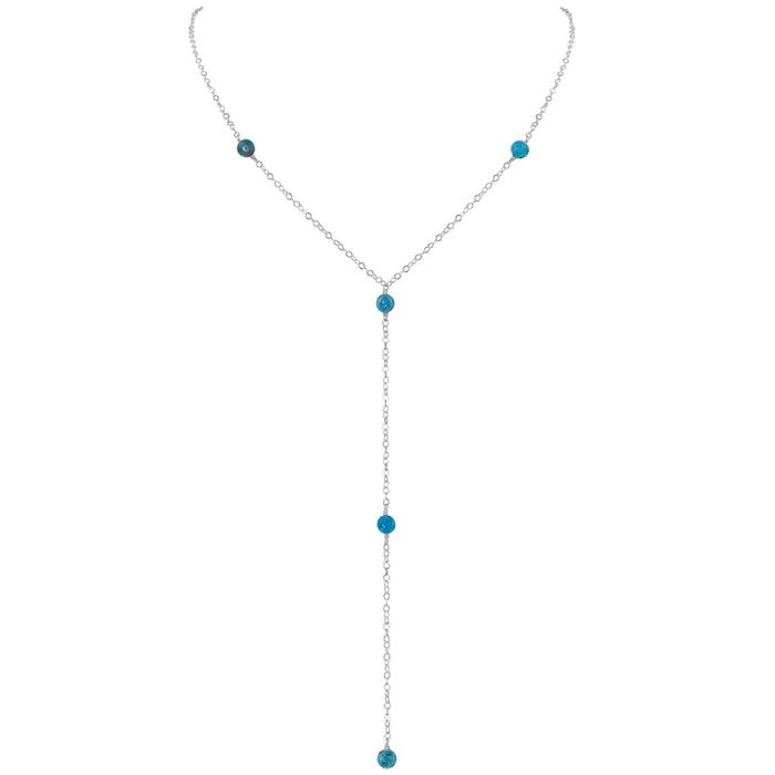 Dainty Apatite Lariat Necklace - Dainty Apatite Lariat Necklace - Sterling Silver - Luna Tide Handmade Crystal Jewellery