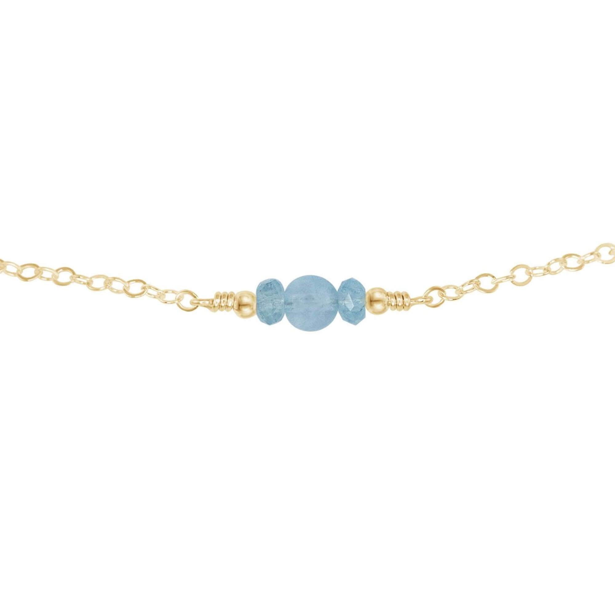 Dainty Aquamarine Gemstone Choker Necklace - Dainty Aquamarine Gemstone Choker Necklace - 14k Gold Fill - Luna Tide Handmade Crystal Jewellery