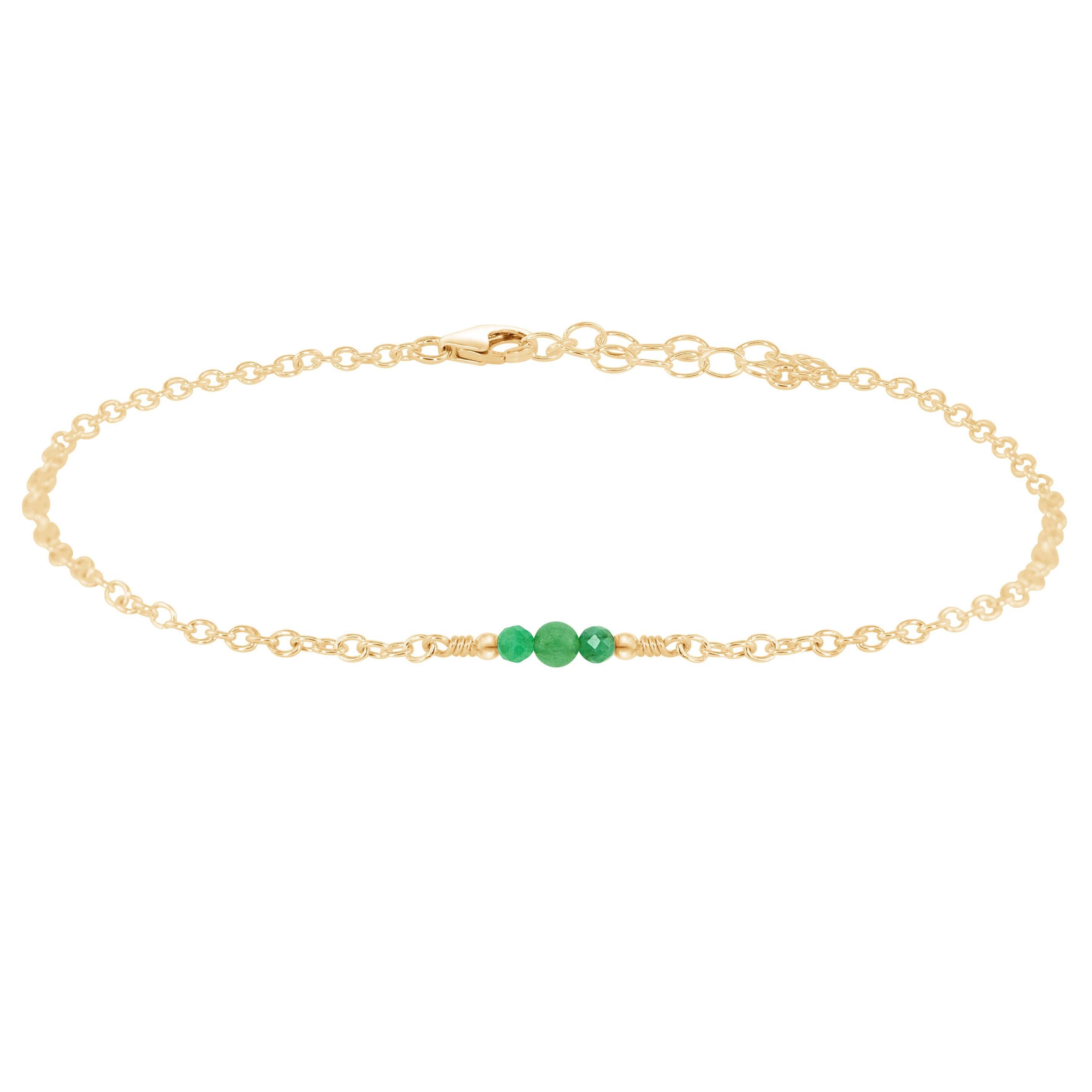 Dainty Aventurine Gemstone Anklet - Dainty Aventurine Gemstone Anklet - Sterling Silver - Luna Tide Handmade Crystal Jewellery