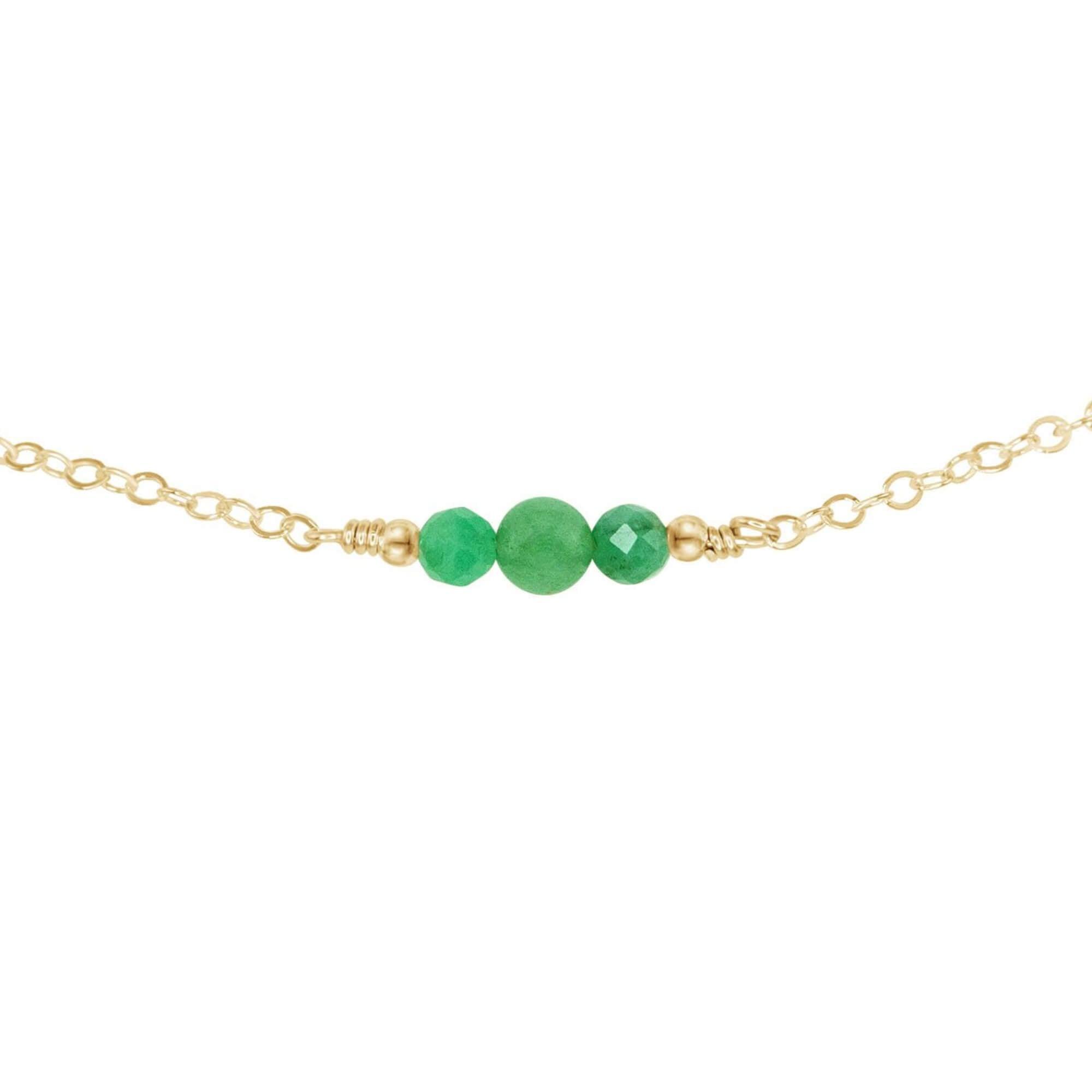 Dainty Aventurine Gemstone Choker Necklace - Dainty Aventurine Gemstone Choker Necklace - 14k Gold Fill - Luna Tide Handmade Crystal Jewellery