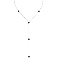 Dainty Y Necklace - Black Tourmaline - Sterling Silver - Luna Tide Handmade Jewellery