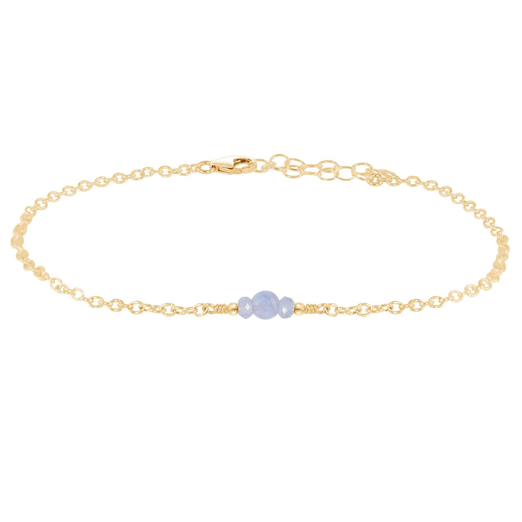 Dainty Blue Lace Agate Gemstone Anklet - Dainty Blue Lace Agate Gemstone Anklet - 14k Gold Fill - Luna Tide Handmade Crystal Jewellery
