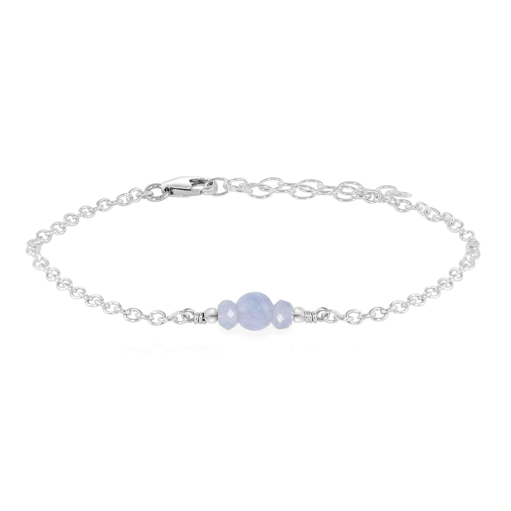 Dainty Blue Lace Agate Gemstone Bracelet - Dainty Blue Lace Agate Gemstone Bracelet - Sterling Silver - Luna Tide Handmade Crystal Jewellery