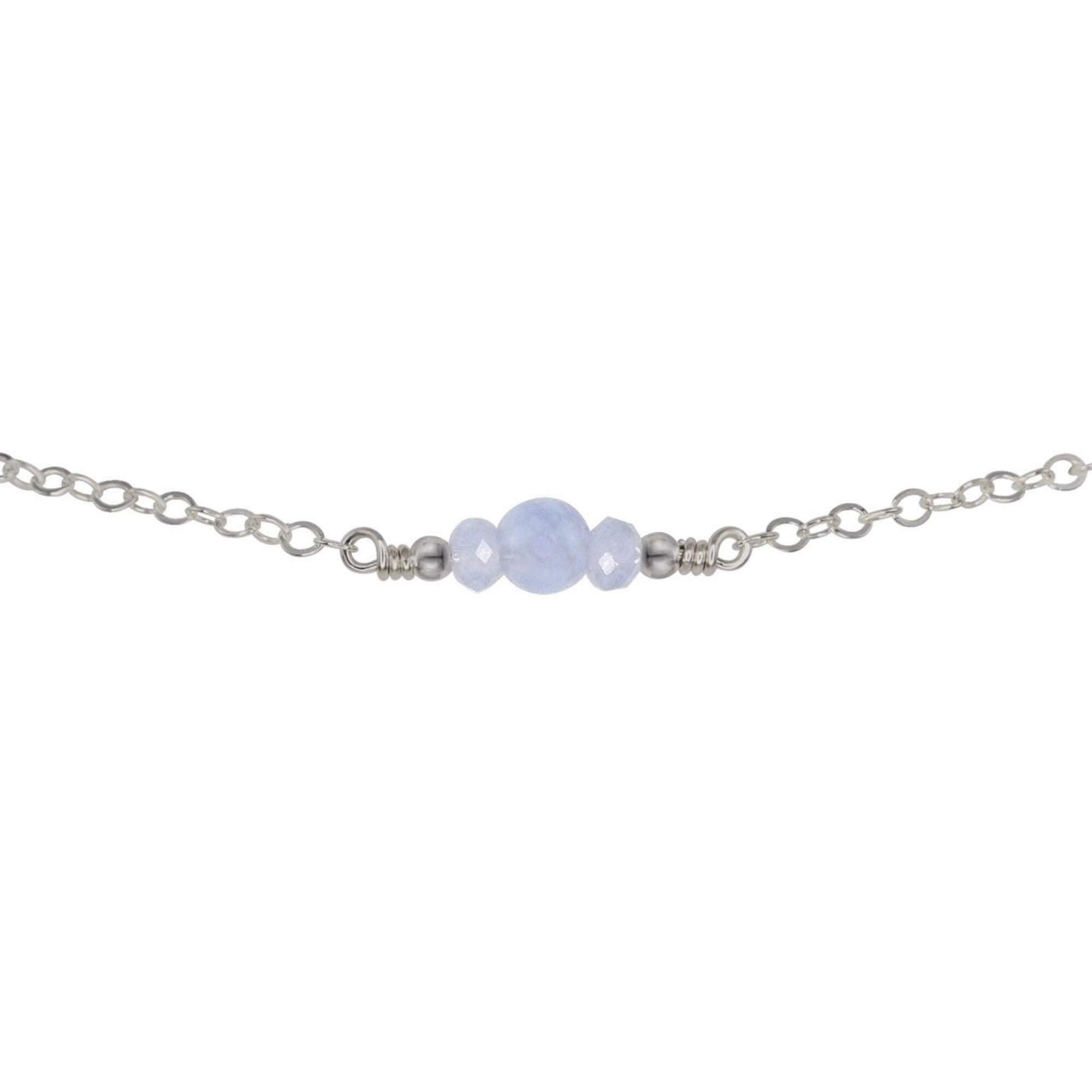 Dainty Blue Lace Agate Gemstone Choker Necklace - Dainty Blue Lace Agate Gemstone Choker Necklace - Stainless Steel - Luna Tide Handmade Crystal Jewellery