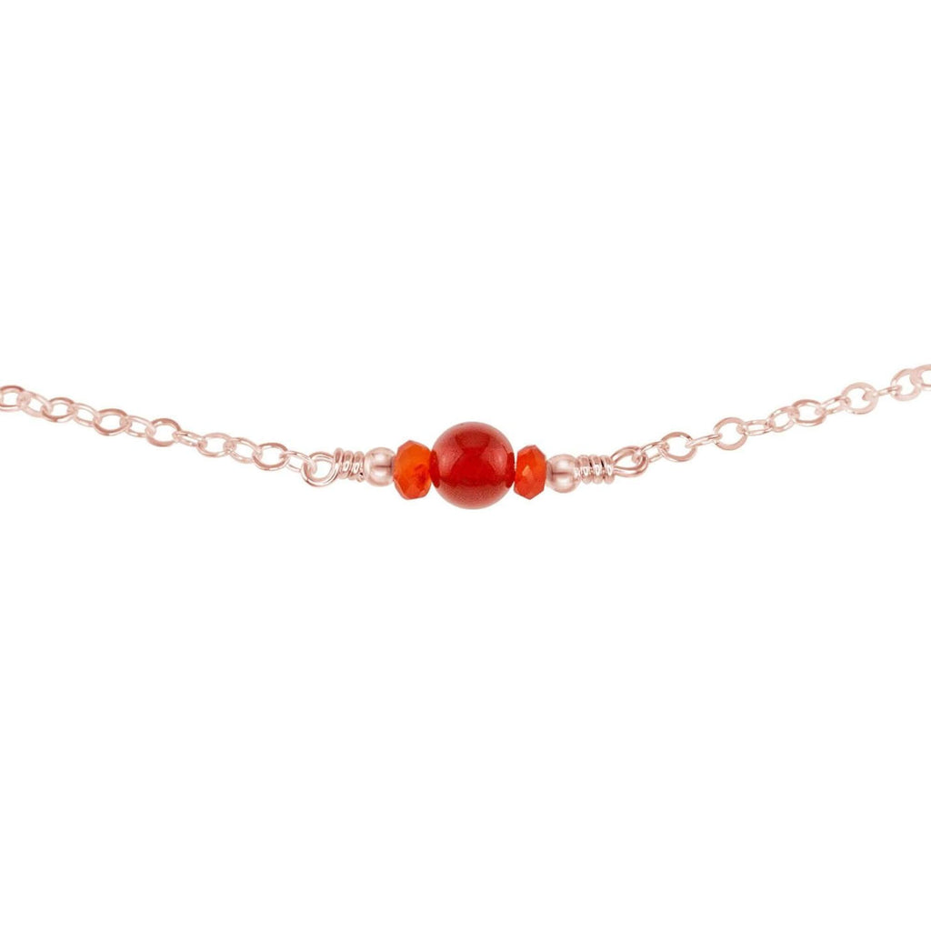 Dainty Carnelian Gemstone Choker Necklace - Dainty Carnelian Gemstone Choker Necklace - 14k Rose Gold Fill - Luna Tide Handmade Crystal Jewellery