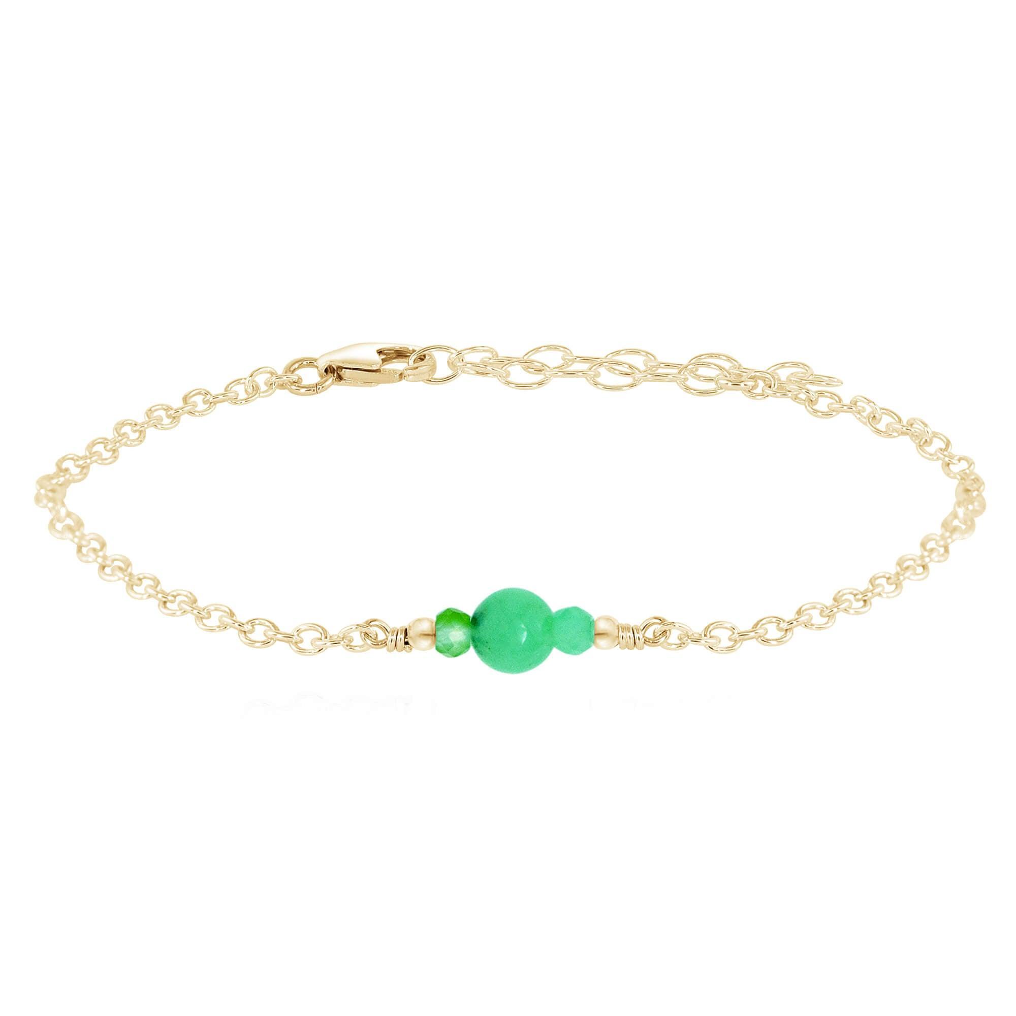 Dainty Chrysoprase Gemstone Bracelet - Dainty Chrysoprase Gemstone Bracelet - 14k Gold Fill - Luna Tide Handmade Crystal Jewellery