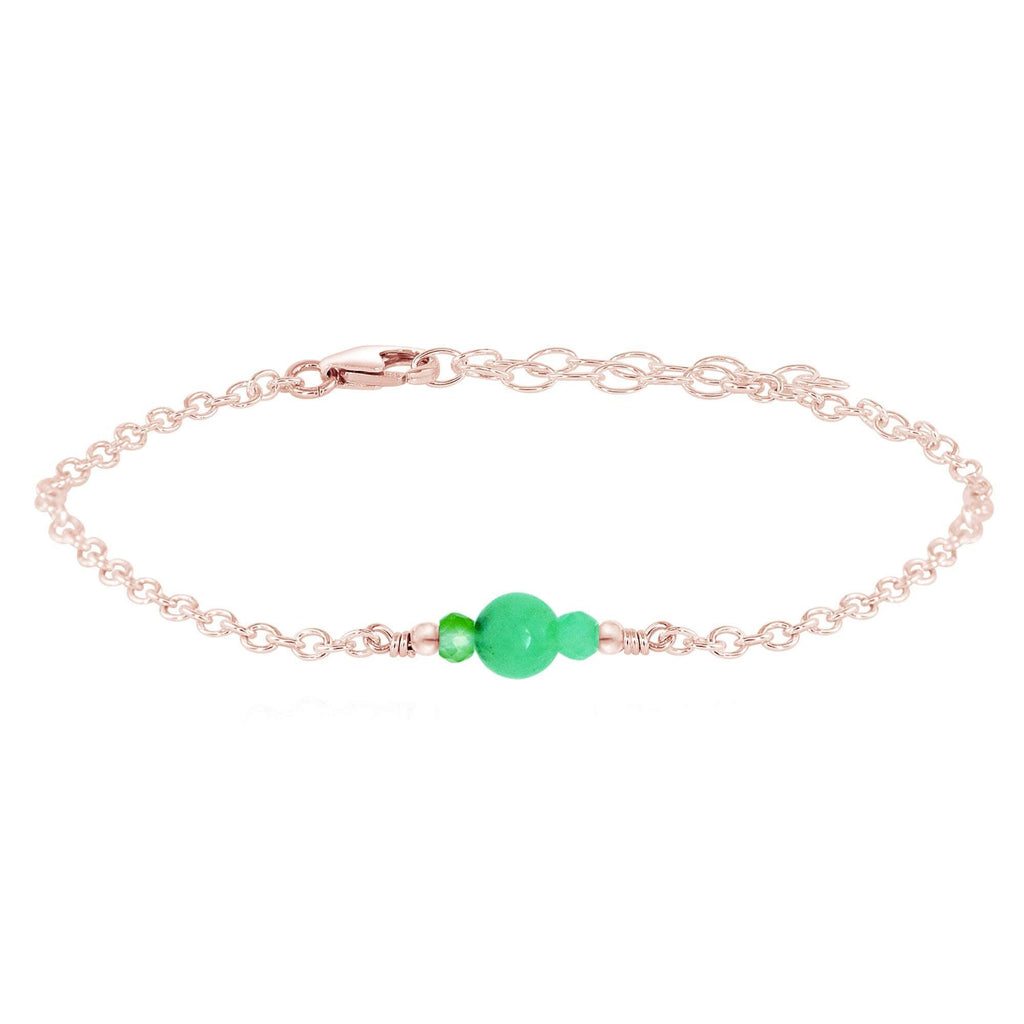 Dainty Chrysoprase Gemstone Bracelet - Dainty Chrysoprase Gemstone Bracelet - 14k Rose Gold Fill - Luna Tide Handmade Crystal Jewellery