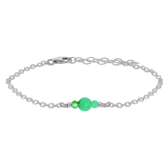 Dainty Chrysoprase Gemstone Bracelet - Dainty Chrysoprase Gemstone Bracelet - Stainless Steel - Luna Tide Handmade Crystal Jewellery