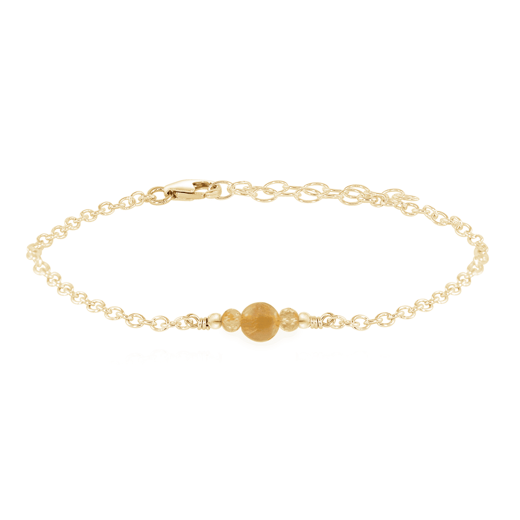 Dainty Citrine Gemstone Bracelet - Dainty Citrine Gemstone Bracelet - 14k Gold Fill - Luna Tide Handmade Crystal Jewellery