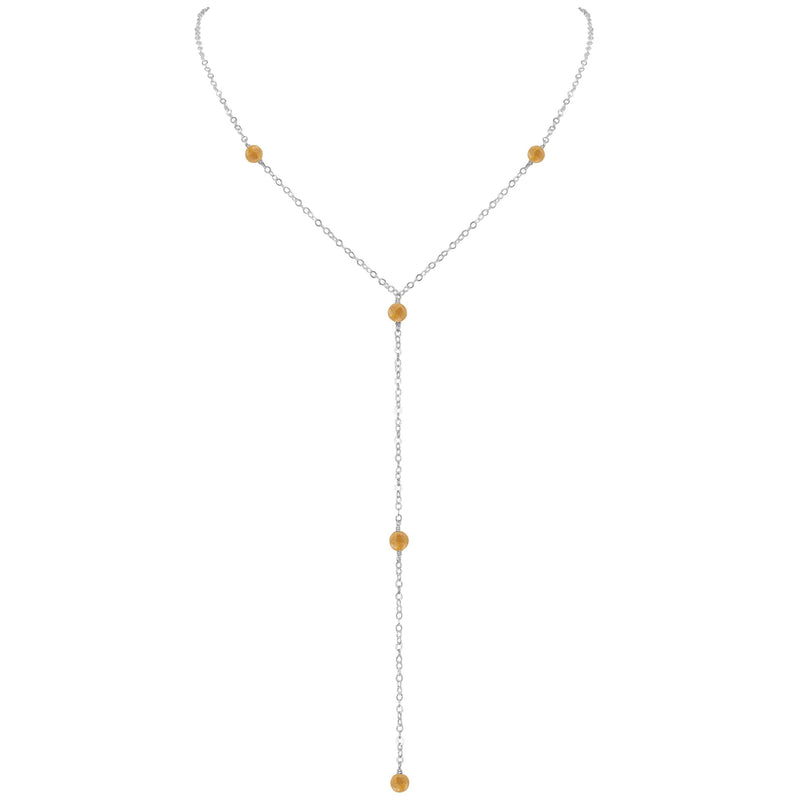 Dainty Y Necklace - Citrine - Sterling Silver - Luna Tide Handmade Jewellery