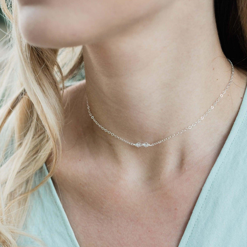 Dainty Crystal Quartz Gemstone Choker Necklace - Dainty Crystal Quartz Gemstone Choker Necklace - 14k Gold Fill - Luna Tide Handmade Crystal Jewellery