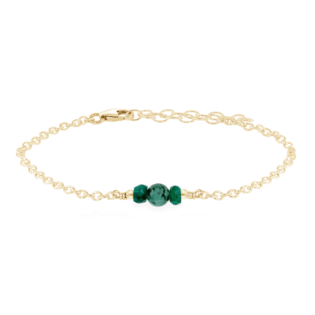 Dainty Emerald Gemstone Bracelet - Dainty Emerald Gemstone Bracelet - 14k Gold Fill - Luna Tide Handmade Crystal Jewellery