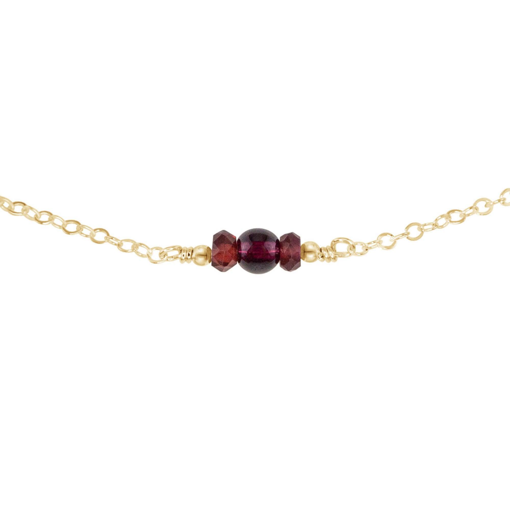 Dainty Garnet Gemstone Choker Necklace - Dainty Garnet Gemstone Choker Necklace - 14k Gold Fill - Luna Tide Handmade Crystal Jewellery
