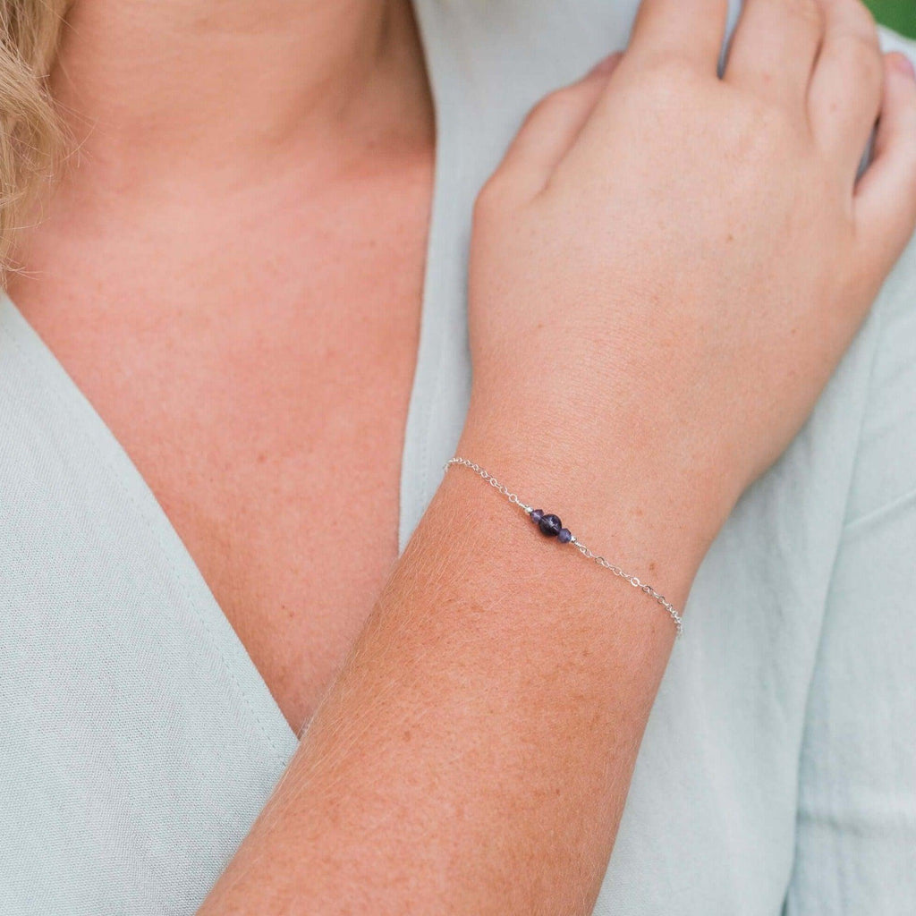 Dainty Iolite Gemstone Bracelet - Dainty Iolite Gemstone Bracelet - 14k Gold Fill - Luna Tide Handmade Crystal Jewellery
