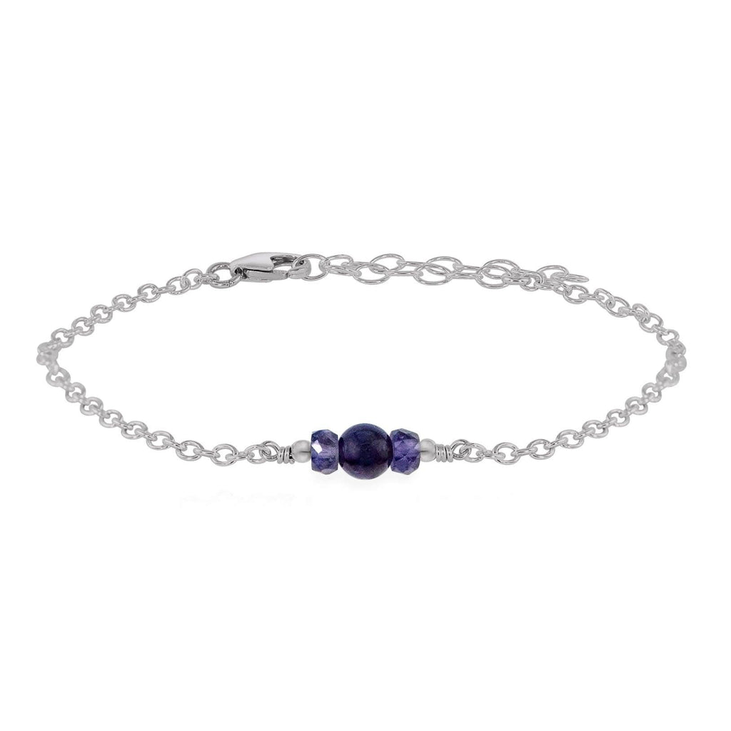 Dainty Iolite Gemstone Bracelet - Dainty Iolite Gemstone Bracelet - Stainless Steel - Luna Tide Handmade Crystal Jewellery