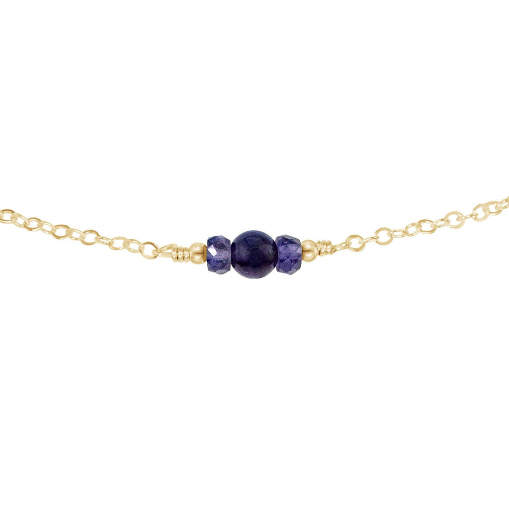Dainty Iolite Gemstone Choker Necklace - Dainty Iolite Gemstone Choker Necklace - 14k Gold Fill - Luna Tide Handmade Crystal Jewellery