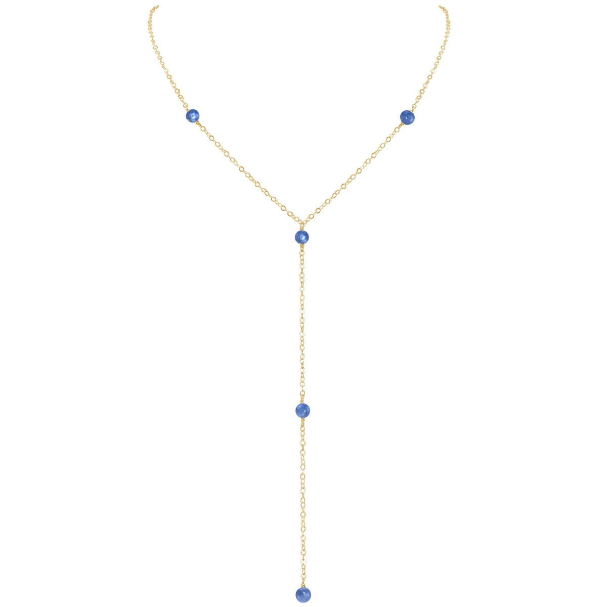 Dainty Y Necklace - Kyanite - 14K Gold Fill - Luna Tide Handmade Jewellery