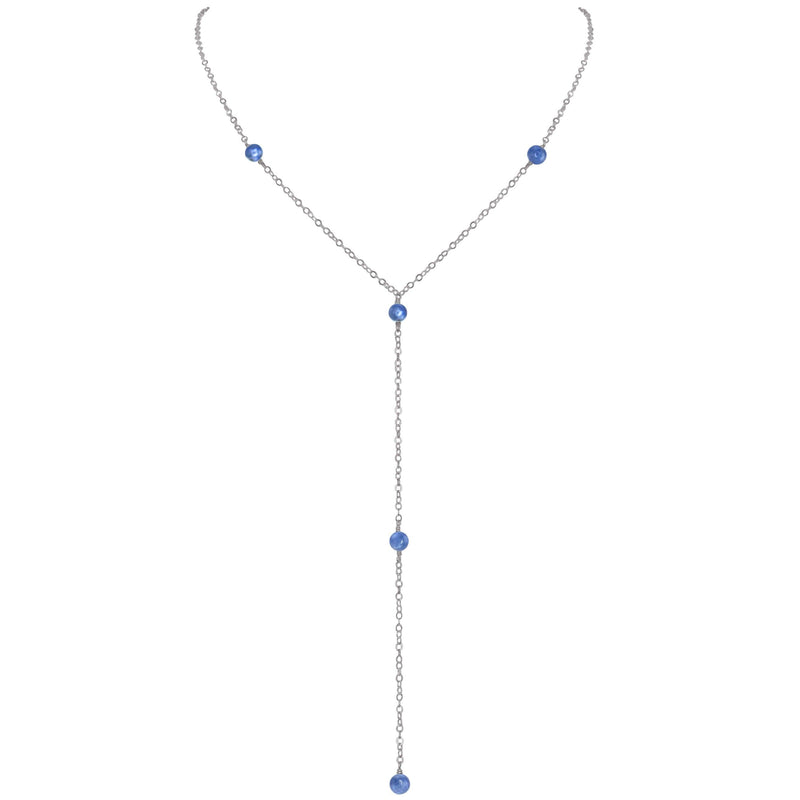Dainty Y Necklace - Kyanite - Stainless Steel - Luna Tide Handmade Jewellery