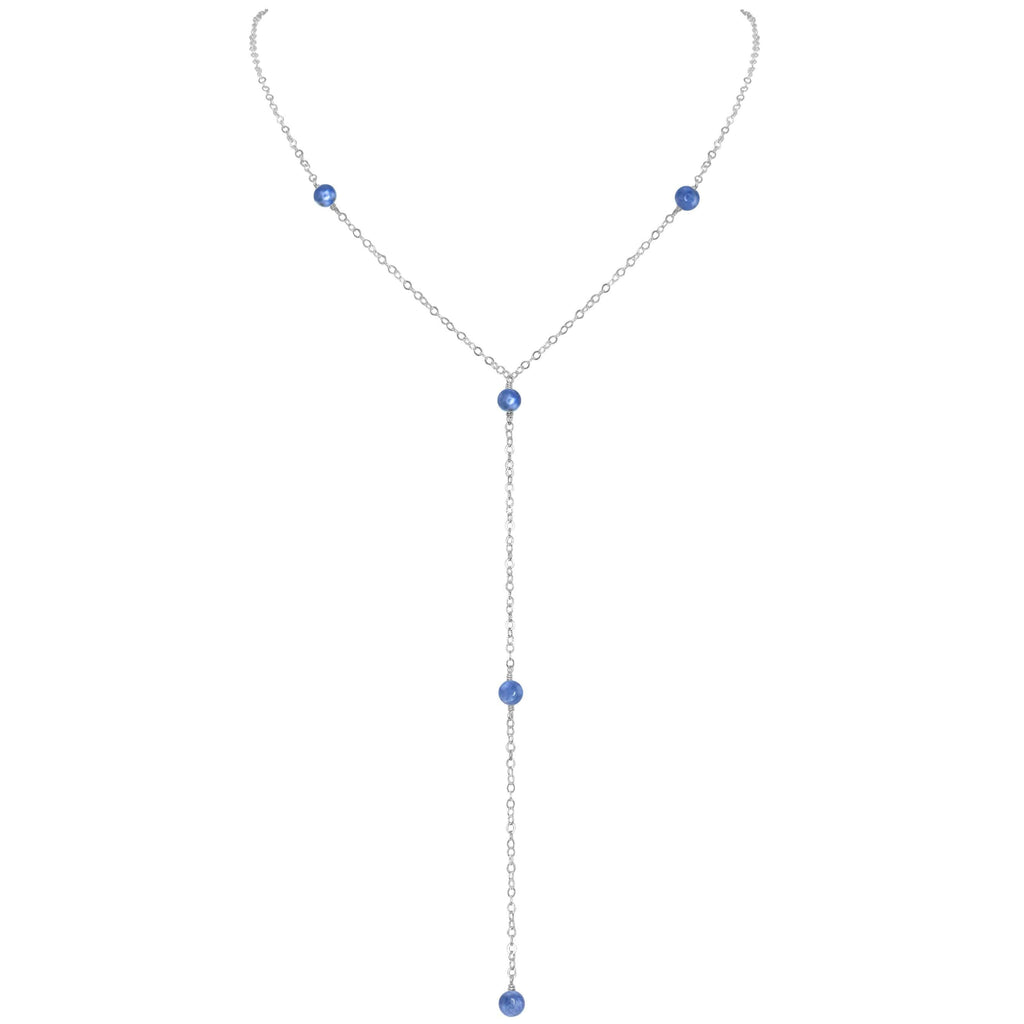 Dainty Kyanite Lariat Necklace - Dainty Kyanite Lariat Necklace - Sterling Silver - Luna Tide Handmade Crystal Jewellery