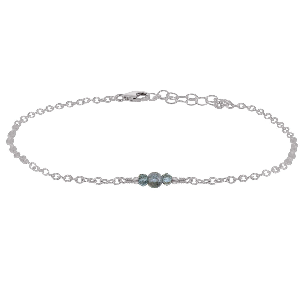 Dainty Labradorite Gemstone Anklet - Dainty Labradorite Gemstone Anklet - Stainless Steel - Luna Tide Handmade Crystal Jewellery
