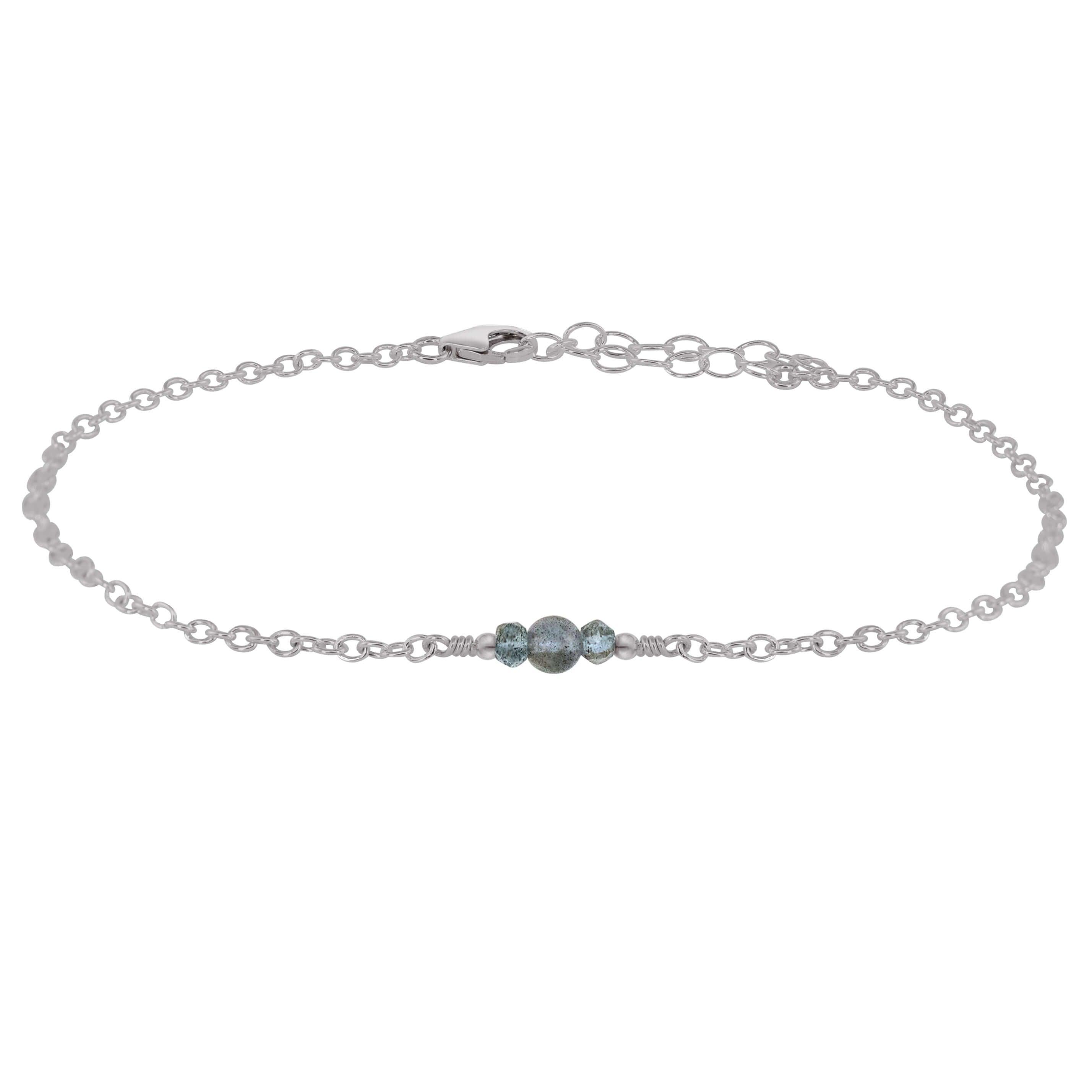 Dainty Labradorite Gemstone Anklet - Dainty Labradorite Gemstone Anklet - Stainless Steel - Luna Tide Handmade Crystal Jewellery