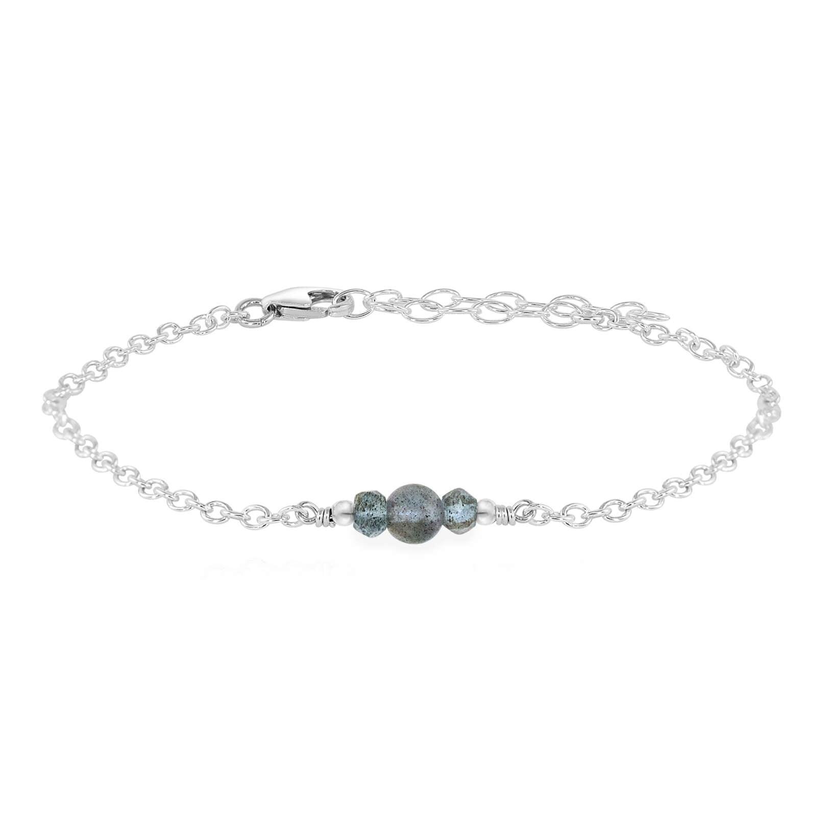 Dainty Labradorite Gemstone Bracelet - Dainty Labradorite Gemstone Bracelet - Sterling Silver - Luna Tide Handmade Crystal Jewellery