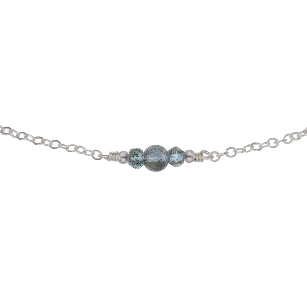 Dainty Labradorite Gemstone Choker Necklace - Dainty Labradorite Gemstone Choker Necklace - Stainless Steel - Luna Tide Handmade Crystal Jewellery