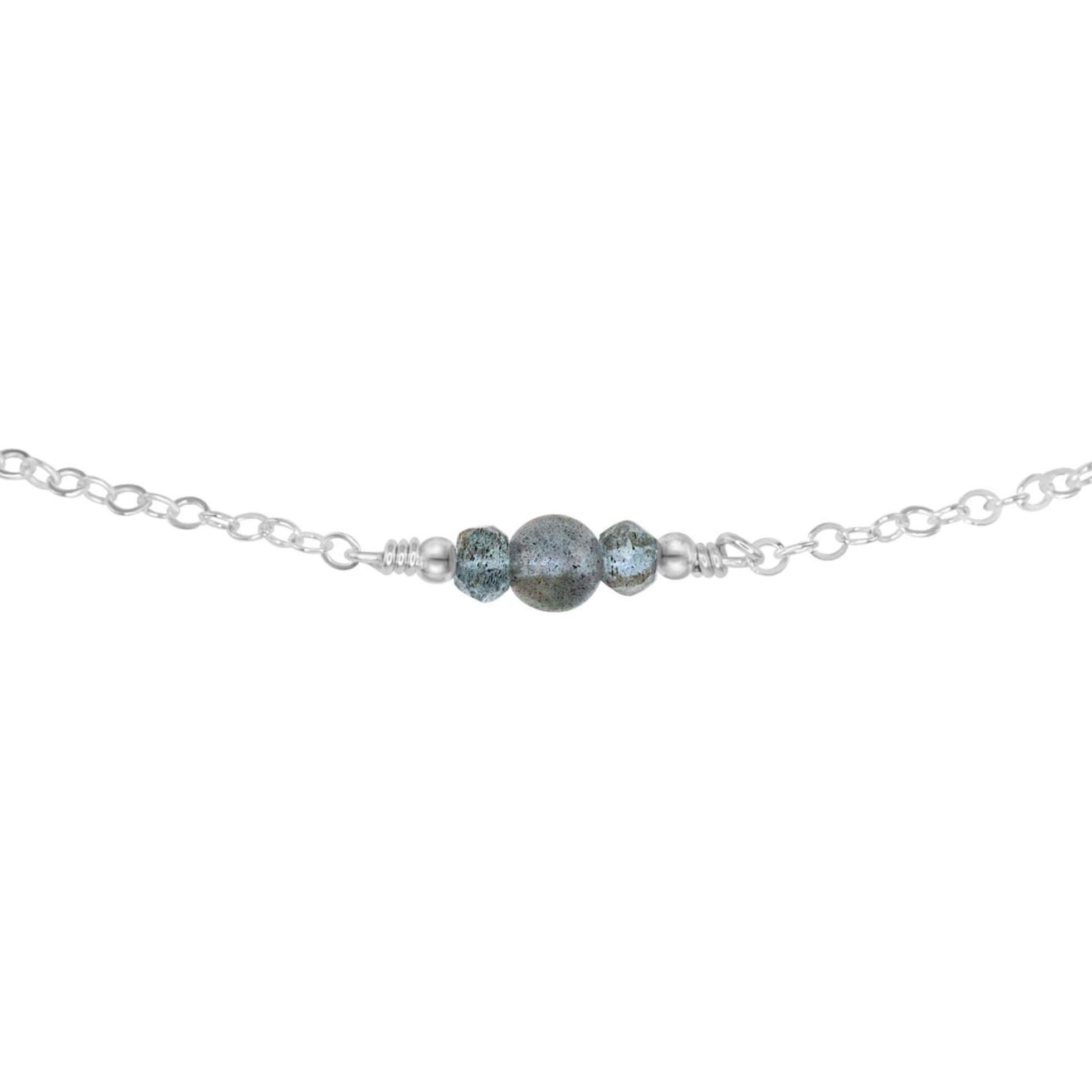 Dainty Labradorite Gemstone Choker Necklace - Dainty Labradorite Gemstone Choker Necklace - Sterling Silver - Luna Tide Handmade Crystal Jewellery