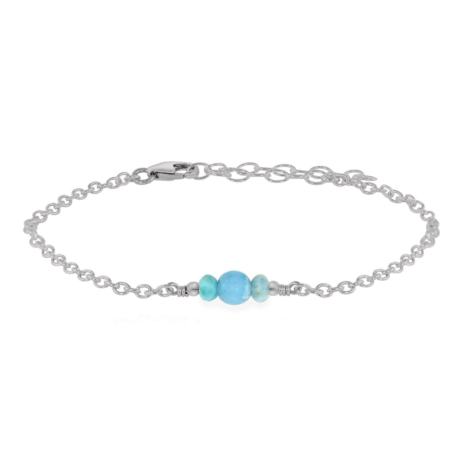 Dainty Larimar Gemstone Bracelet - Dainty Larimar Gemstone Bracelet - Stainless Steel - Luna Tide Handmade Crystal Jewellery