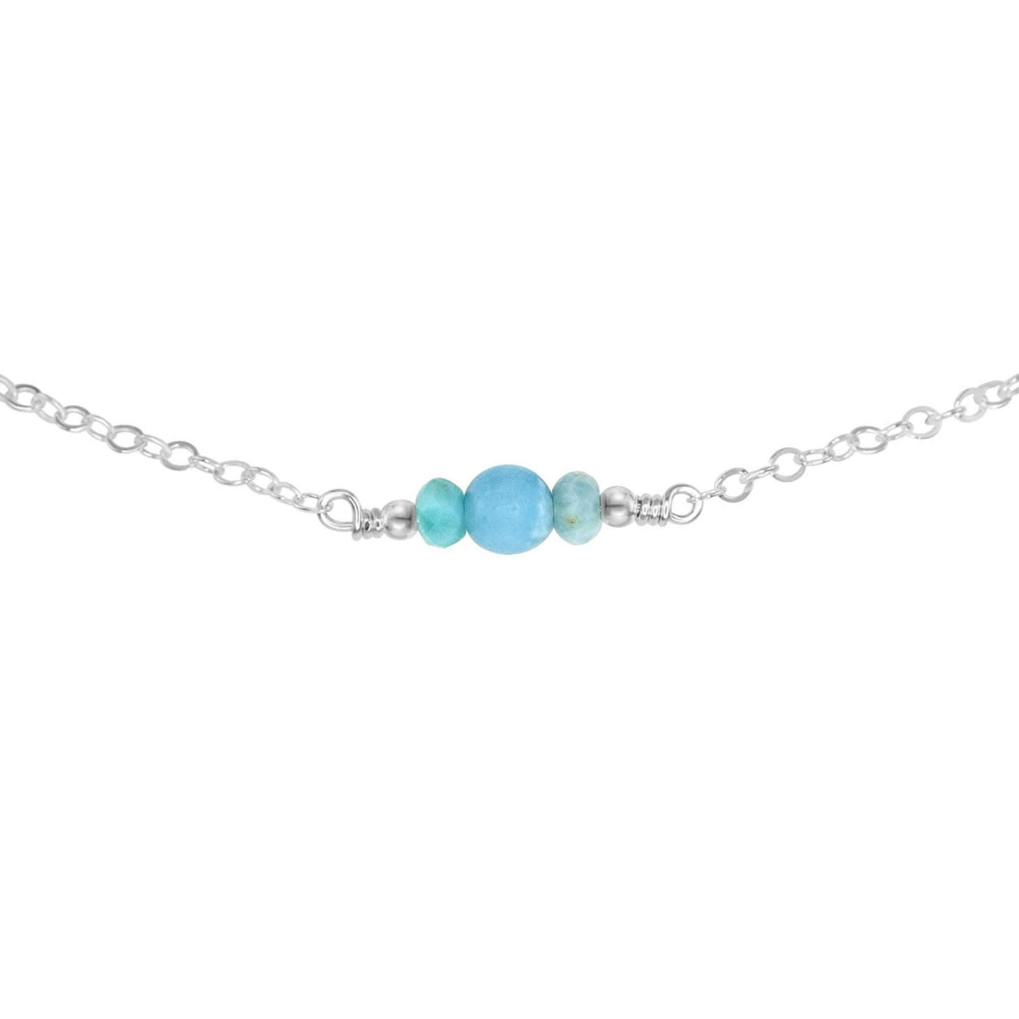Dainty Larimar Gemstone Choker Necklace - Dainty Larimar Gemstone Choker Necklace - Sterling Silver - Luna Tide Handmade Crystal Jewellery
