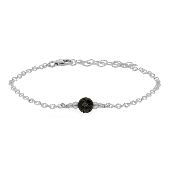 Dainty Lava Stone Essential Oil Diffuser Gemstone Bracelet - Dainty Lava Stone Essential Oil Diffuser Gemstone Bracelet - Stainless Steel - Luna Tide Handmade Crystal Jewellery