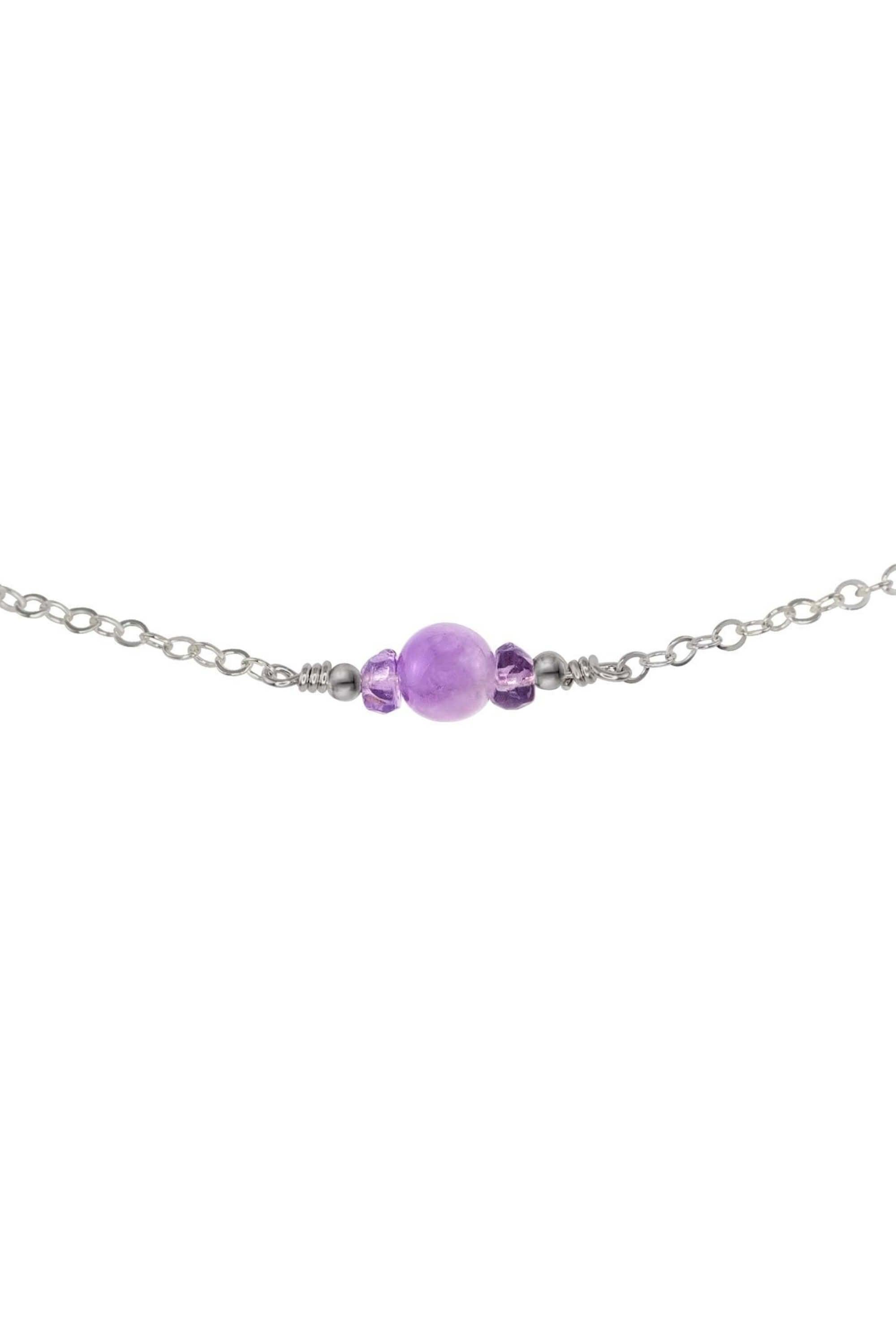 Dainty Lavender Amethyst Gemstone Choker Necklace - Dainty Lavender Amethyst Gemstone Choker Necklace - Stainless Steel - Luna Tide Handmade Crystal Jewellery