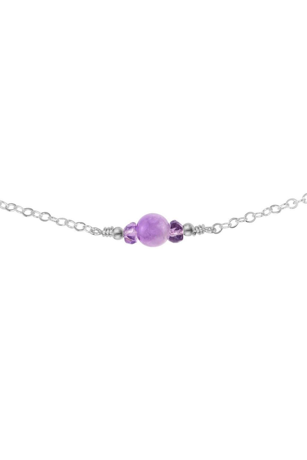 Dainty Lavender Amethyst Gemstone Choker Necklace - Dainty Lavender Amethyst Gemstone Choker Necklace - Sterling Silver - Luna Tide Handmade Crystal Jewellery