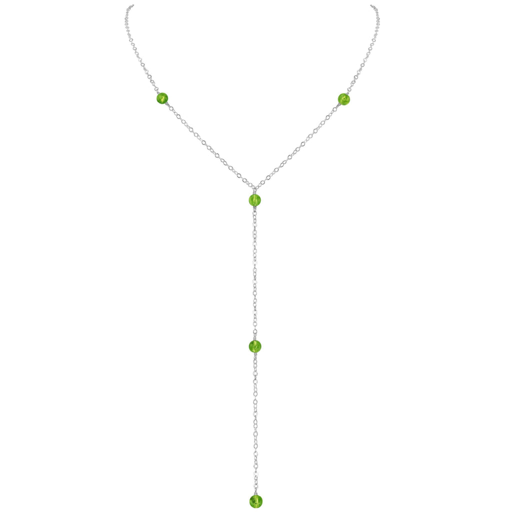 Dainty Peridot Lariat Necklace - Dainty Peridot Lariat Necklace - Sterling Silver - Luna Tide Handmade Crystal Jewellery
