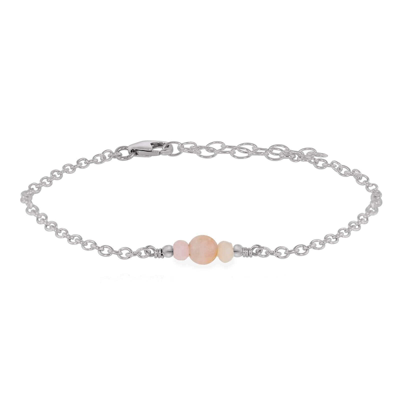 Dainty Pink Peruvian Opal Gemstone Bracelet - Dainty Pink Peruvian Opal Gemstone Bracelet - Stainless Steel - Luna Tide Handmade Crystal Jewellery
