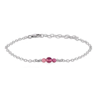 Dainty Bracelet - Pink Tourmaline - Stainless Steel - Luna Tide Handmade Jewellery