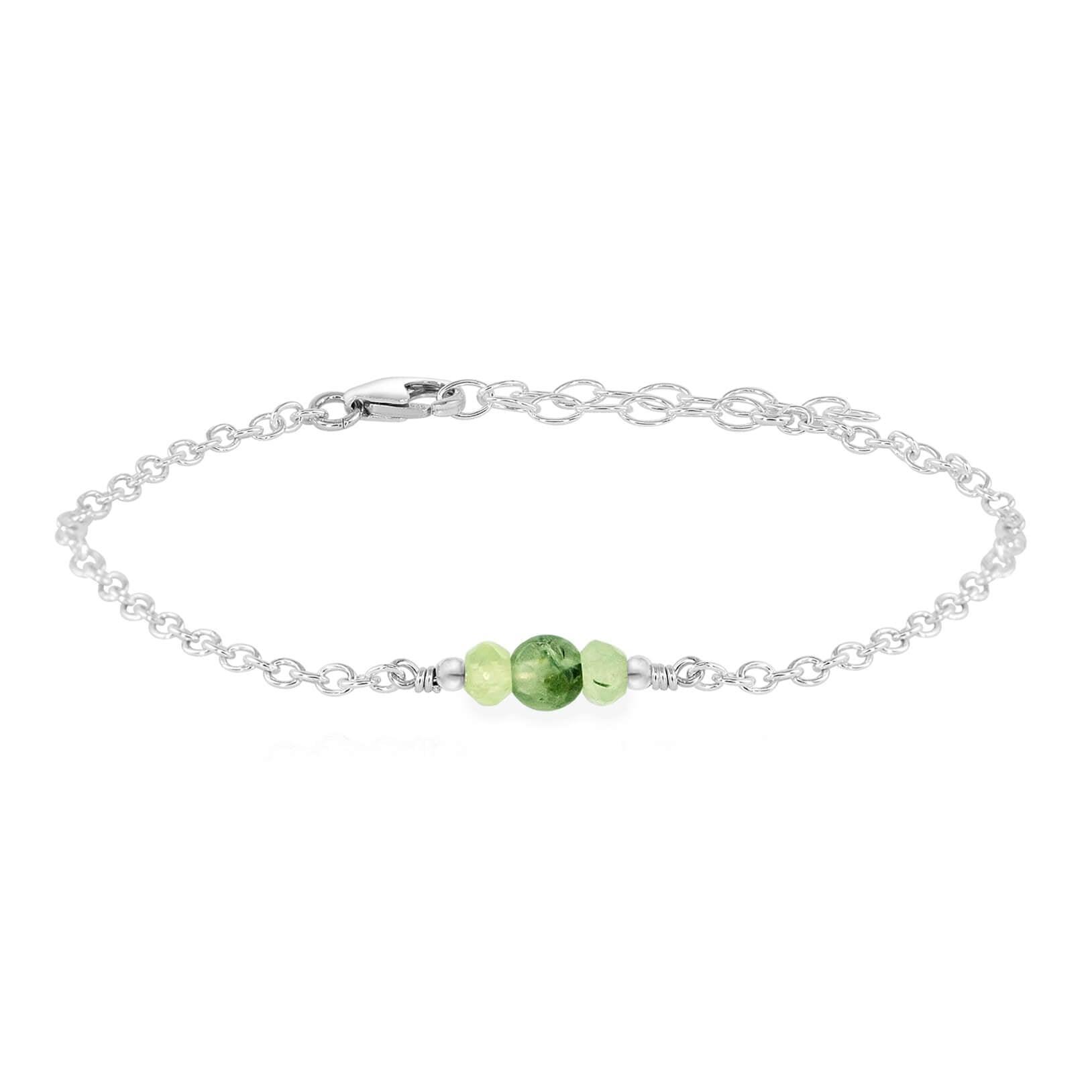 Dainty Prehnite Gemstone Bracelet - Dainty Prehnite Gemstone Bracelet - Sterling Silver - Luna Tide Handmade Crystal Jewellery