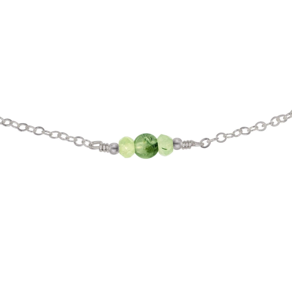 Dainty Prehnite Gemstone Choker Necklace - Dainty Prehnite Gemstone Choker Necklace - Stainless Steel - Luna Tide Handmade Crystal Jewellery