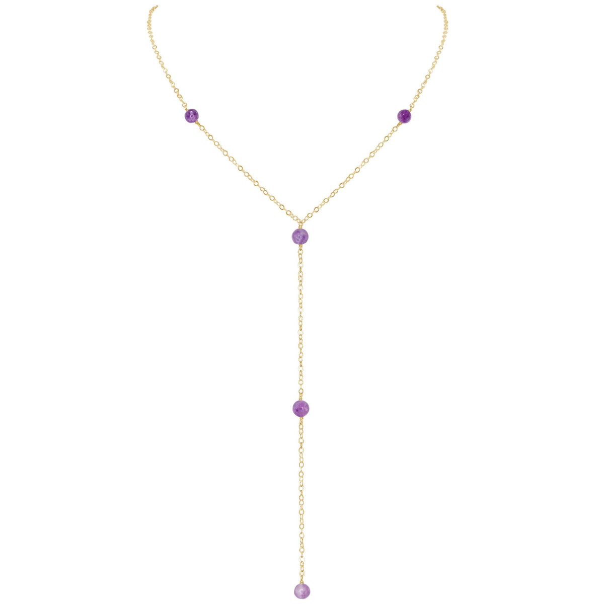 Dainty Y Necklace - Lepidolite - 14K Gold Fill - Luna Tide Handmade Jewellery