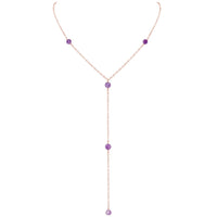 Dainty Y Necklace - Lepidolite - 14K Rose Gold Fill - Luna Tide Handmade Jewellery